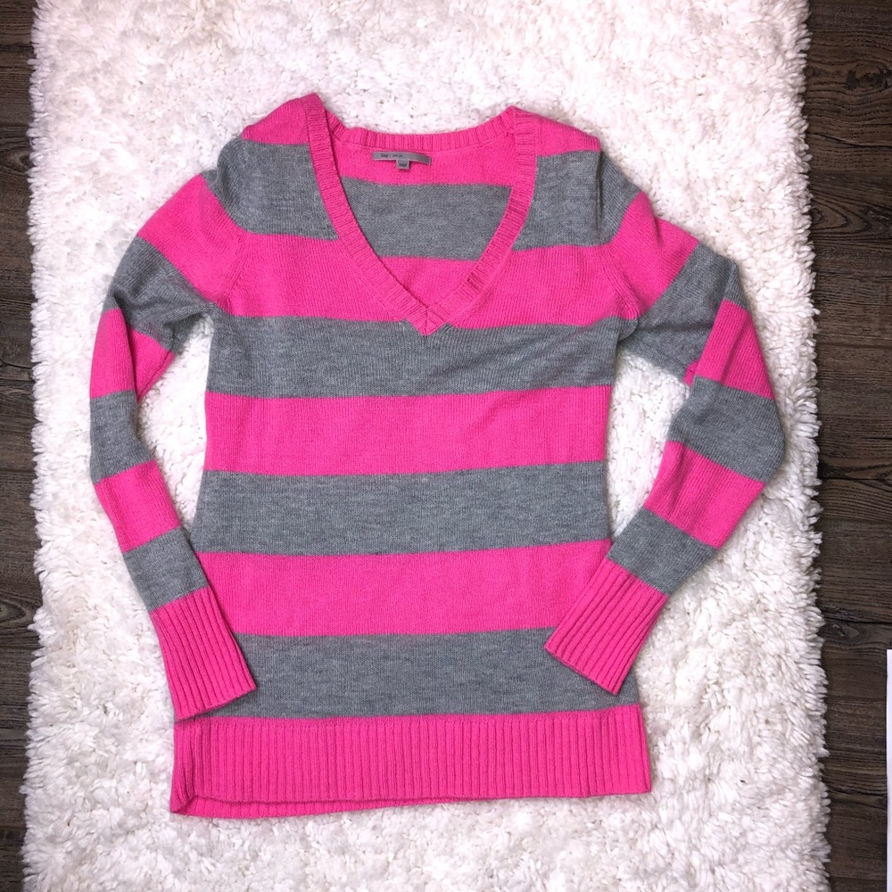 Pink and Grey stripe sweater
